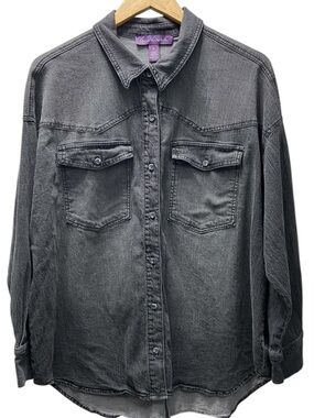 Gloria Vanderbilt Gray Button Down Jean Shirt -Women’s XL